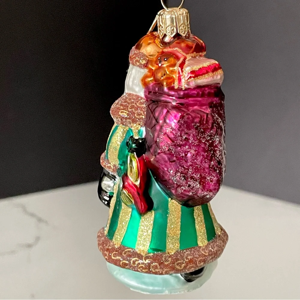 Santa in Striped Coat with Lantern - Ornament by Christopher Radko